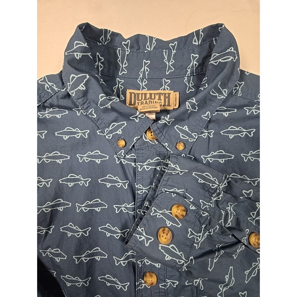 Duluth Trading Cotton Button Down‎ Shirt L Fishing Outdoor Men's